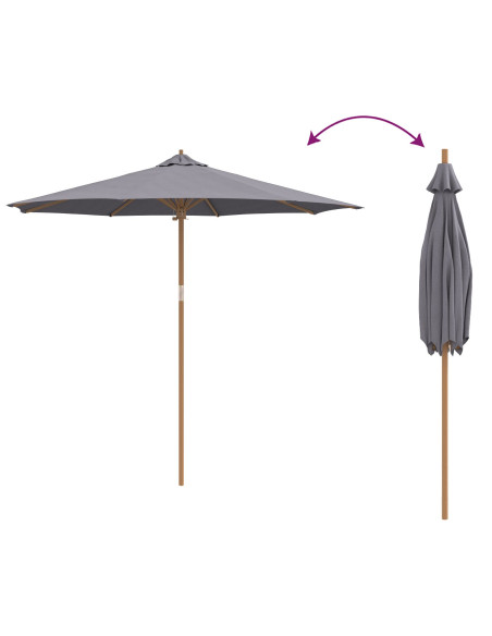 Ombrellone da Giardino Grigio Scuro 270x260 cm in Bambù