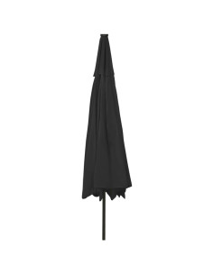 Ombrellone da Esterni con LED e Palo in Metallo 400 cm Nero