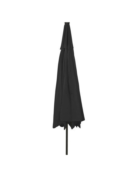 Ombrellone da Esterni con LED e Palo in Metallo 400 cm Nero