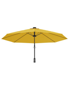 Ombrellone a Parete con LED Giallo 290 cm