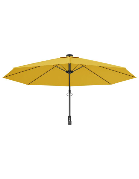 Ombrellone a Parete con LED Giallo 290 cm