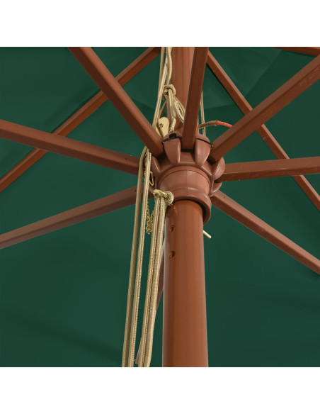 Ombrellone da Giardino con Palo in Legno Verde 400x273 cm