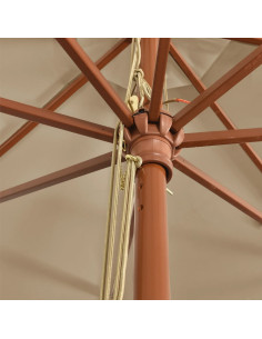 Ombrellone da Giardino con Palo in Legno Tortora 400x273 cm