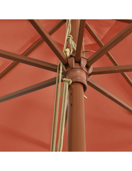 Ombrellone da Giardino con Palo in Legno Terracotta 400x273 cm