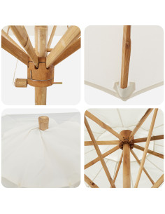 Ombrello da giardino Bianco Crema Ø 270 x 260 cm Bambù 2