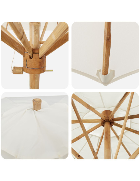 Ombrellone da Giardino Bianco Panna 150x210 cm in Bamboo
