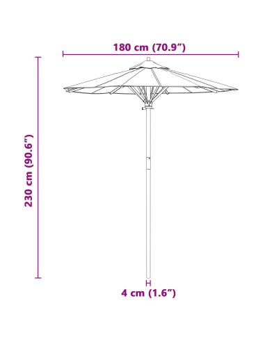 Ombrello da giardino Bianco Crema Ø 270 x 260 cm Bambù