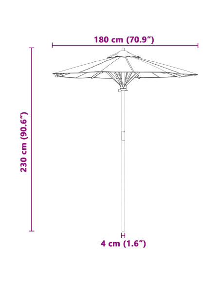 Ombrello da giardino Bianco Crema Ø 270 x 260 cm Bambù