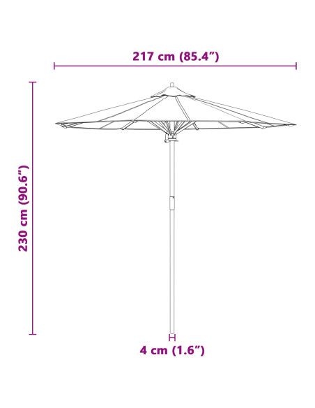 Ombrellone da Giardino Crema Bianca 217x230 cm in Bambù