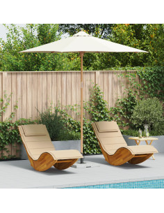 Ombrello da giardino Bianco Crema Ø 270 x 260 cm Bambù 2