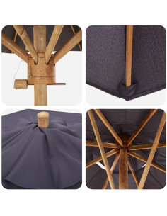 Ombrello da giardino Grigio scuro Ø 270 x 260 cm Bambù 2