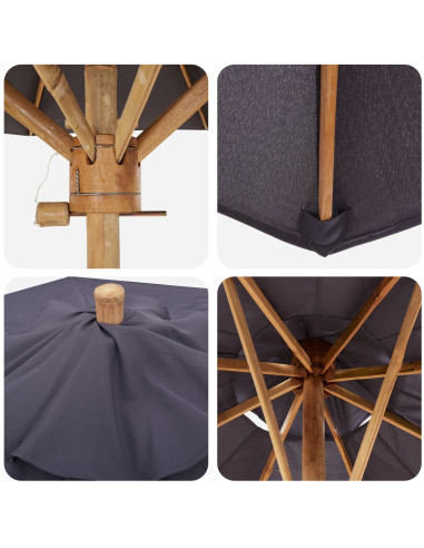 Ombrello da giardino Grigio scuro Ø 270 x 260 cm Bambù