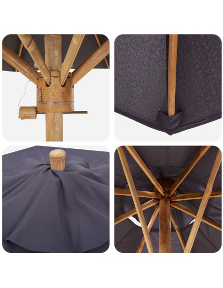 Ombrello da giardino Grigio scuro Ø 270 x 260 cm Bambù