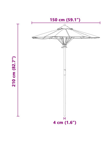 Ombrello da giardino Grigio scuro Ø 270 x 260 cm Bambù