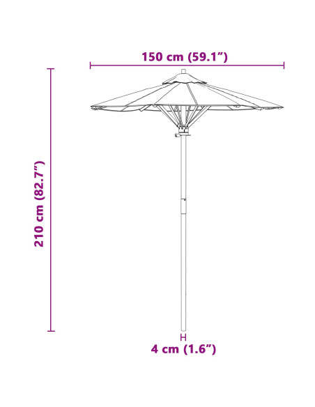 Parasol da Giardino  Grigio Scuro 150x210 cm in Bamboo