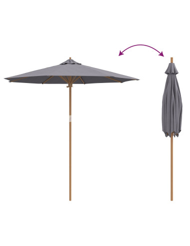 Ombrello da giardino Grigio scuro Ø 270 x 260 cm Bambù