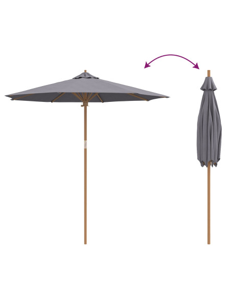 Ombrello da giardino Grigio scuro Ø 270 x 260 cm Bambù