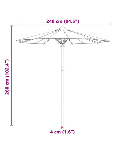 Ombrello da giardino Grigio scuro Ø 270 x 260 cm Bambù