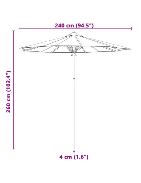 Ombrello da giardino Grigio scuro Ø 270 x 260 cm Bambù