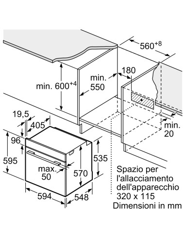 Bosch Serie 4 HQA574BB3 Forno con vapore da incasso 60 x 60 cm Nero Classe A+