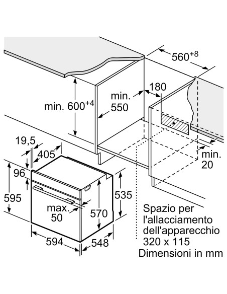 Bosch Serie 4 HQA574BB3 Forno con vapore da incasso 60 x 60 cm Nero Classe A+