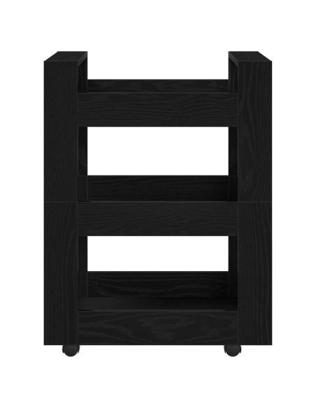 Carrello da Cucina Rovere Nero 60x45x80 cm Legno Ingegnerizzato