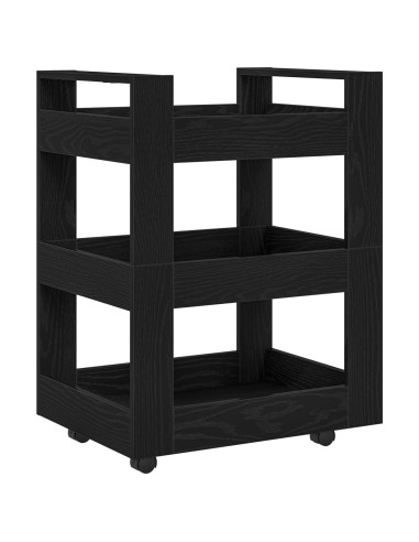 Carrello da Cucina Rovere Nero 60 x 45 x 80 cm