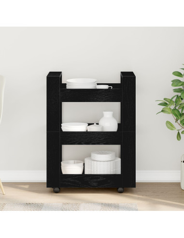 Carrello da Cucina Rovere Nero 60 x 45 x 80 cm
