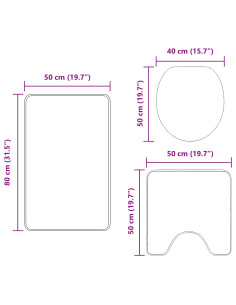 Set di tappetini antiscivolo per il bagno 3 pcs Verde PP