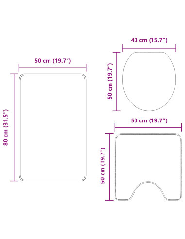 Set di tappetini antiscivolo per il bagno 3 pcs Verde PP