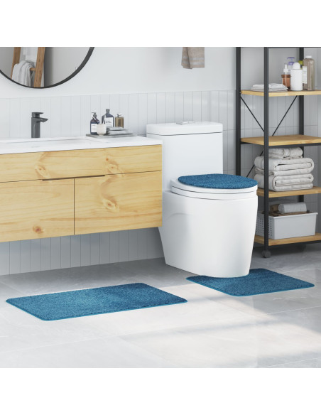 Set di 3 tappetini da bagno vitaXL Blu in Polipropilene Antiscivolo