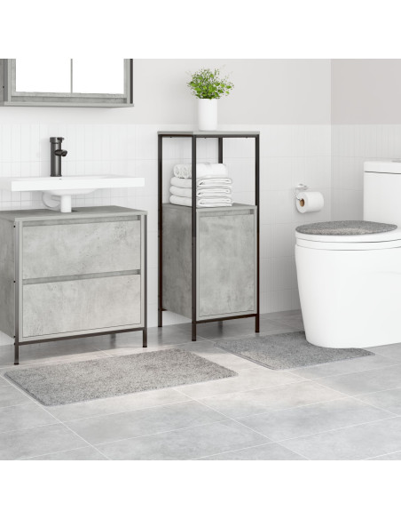 Set di tappetini da bagno 3 pezzi grigi in polipropilene antiscivolo