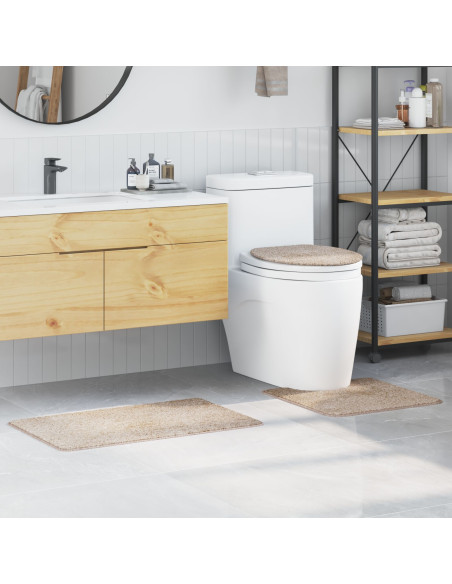 Set di tappetini da bagno in crema 3 pezzi in polipropilene antiscivolo