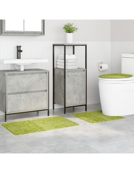 Set di Tappetini da Bagno in 3 Pezzi Verde in Polipropilene Antiscivolo