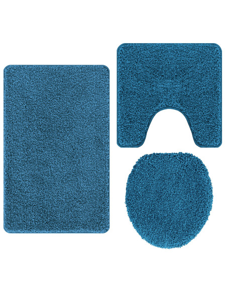 Set di 3 tappetini da bagno vitaXL Blu in Polipropilene Antiscivolo