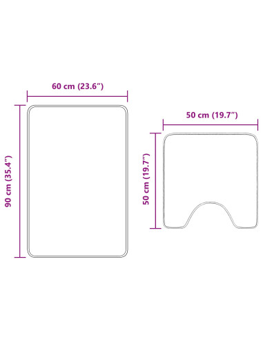 Set di tappetini antiscivolo per il bagno 2 pcs Viola PP