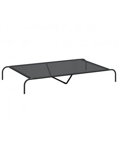 Cuccia per Cani Rialzata Nera 150x90x20 cm Textilene e Acciaio