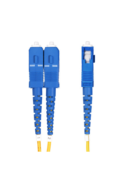 StarTech.com Cavo in fibra ottica duplex monomodale OS2 da LC a SC (UPC) da 15 m, 9/125µm, 100G, Insensibile alla piegatura, Ba