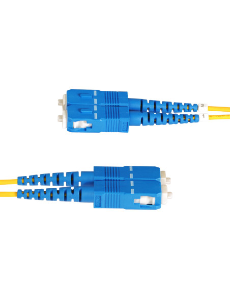 StarTech.com Cavo in fibra ottica duplex monomodale OS2 da LC a SC (UPC) da 15 m, 9/125µm, 100G, Insensibile alla piegatura, Ba