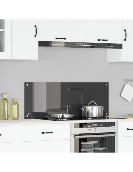 Rivestimento da Cucina Grigio scuro 110 x 40 cm vetro temperato