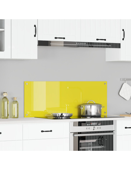Schienale da Cucina Giallo 110x40x0,6 cm Vetro Temperato