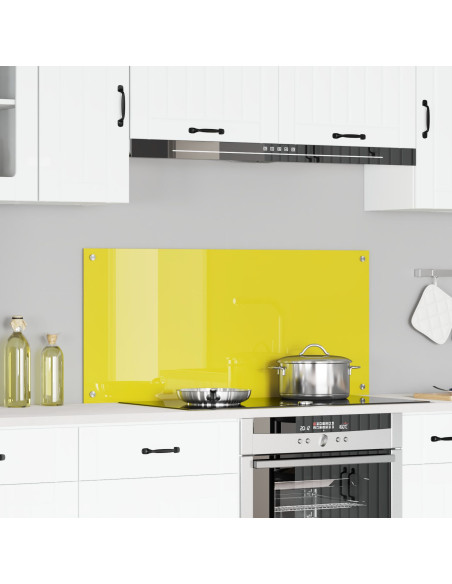 Schienale da Cucina Giallo 110x50x0,6 cm in Vetro Temperato