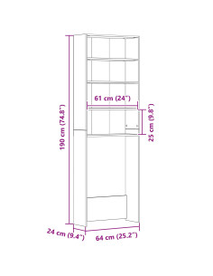 Armadio per Lavatrice Rovere Nero 64 x 24 x 190 cm