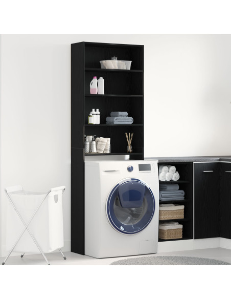 Armadio per Lavatrice Rovere Nero 64 x 24 x 190 cm
