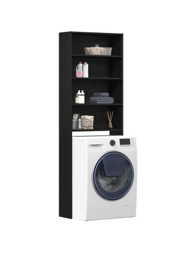 Armadio per Lavatrice Rovere Nero 64 x 24 x 190 cm