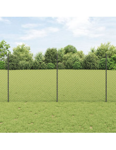 Recinzione con Posto Grigio 1,2 x 10 m Acciaio e PVC