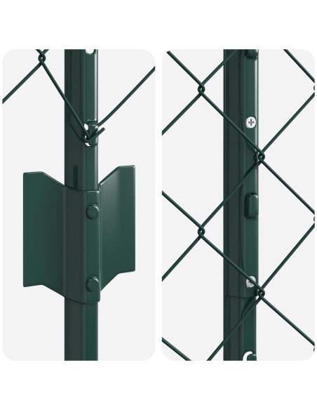 Recinzione in catena con 22 pali U Verde 1,2x25 m Acciaio