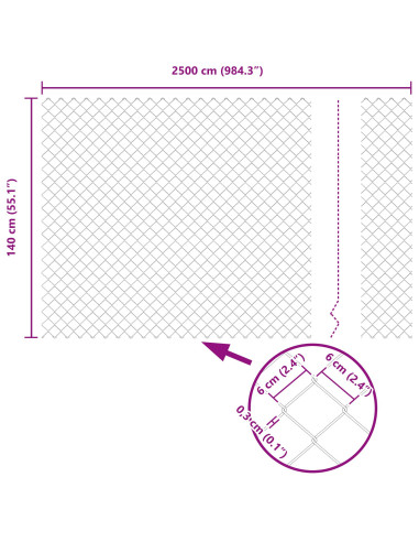 Recinzione con Posto Verde 1,4 x 25 m Acciaio e PVC