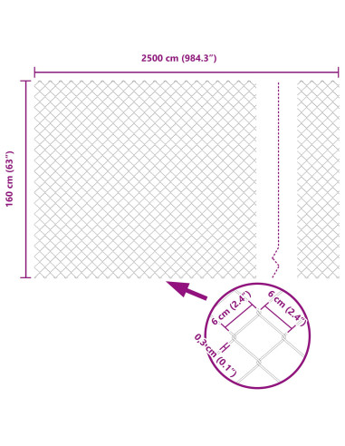 Recinzione con Posto Verde 1,6 x 25 m Acciaio e PVC