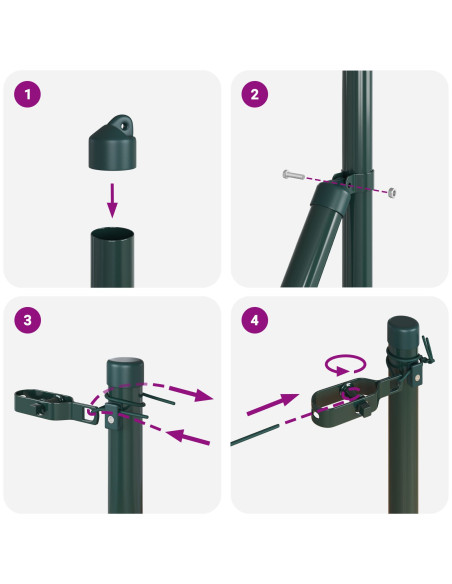 Set di pali per recinzioni  Set di 7 Verde Metallo